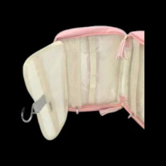 Lacattura Quilted Pearl Bee Hanging Toiletry Travel Bag Pink Gold - Picture 4 of 12